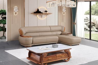Sofa góc da gỗ Mun G516